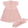 Dojčenské bavlnené šatôčky s čelenkou New Baby Practical Ružová 68 (4-6m)