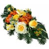 Aranžmán betonka umelé ruže, peonie pivonie, alstromeria a doplnky 58cm x 30cm x 22cm