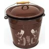 Vedro smaltované 10l /28 cm s pokrievkou hnedé dekor Vtáčik KLC