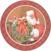 Clayre & Eef Červený károvaný plastový vianočný okrúhly podnos/tanier Santa - Ø 33*1 cm - Clayre & Eef