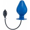 Nafukovací kolík Mister B Vortex Plug XL modrý, latexový nafukovací análny kolík 20 x 5–12 cm
