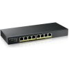 Zyxel GS1915-8EP, 8-port GbE PoE Smart hybridný režim Switch, standalone or NebulaFlex Cloud, 60 Watt 802.3at, desktop, fanless