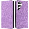 Peňaženkové kožené puzdro Ethnic na Samsung Galaxy S24 Ultra 5G - Fialová