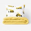 Goldea detské krepové obliečky duo - bagre a stavebné autá so žltou 140 x 200 a 70 x 90 cm