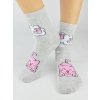 Dievčenské ABS ponožky Mačičky - 27-30 / bledošedá (06)