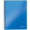 Špirálový zošit, A5, štvorčekový, 80 listov, LEITZ Wow, modrý