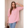 Blouse with a longer back powder pink ružová One size Kesi Włoski 5907302247063
