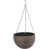 Kvetináč Strend Pro Modern, visiaci, závesný, zlatý, 26x16 cm, s retiazkou a vešiakom