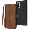 Peňaženkové kožené puzdro Double Fold na Xiaomi Redmi Note 10/10S - Hnedá