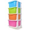 QUATRO | 4patrový regál s výsuvnými boxy a kolečky | úložný plastový organizér | multicolor | 79 cm