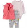 CARTER'S Set 3dielny vesta, legíny, body dl. rukáv Pink Butterfly dievča 9m