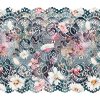 Elastická krajka 15cm s potlačou akvarel margarétky Diana-NS-13159