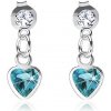 Šperky eshop - Strieborné náušnice 925, tyrkysové srdce, číry Swarovski krištáľ I30.14