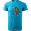 Medveď na bicykli - Klasické pánske tričko vyššej gramáže - M ( Svetlý tyrkys )