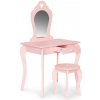 Detský drevený toaletný stolík so zrkadlom ružový