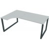 Pracovný stôl UNI O, ergo, pravý, 180x75,5x120 cm, sivá/čierna