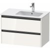 DURAVIT Ketho 2 závesná skrinka pod asymetrické umývadlo (pravé), 2 zásuvky, 810 x 480 x 549 mm, biela vysoký lesk, K25268022220000