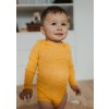 Detské body z merino vlny bavlny a hodvábu Cosilana s dlhým rukávom žltý melír