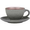 Šálka na čaj s podšálkou 220 ml, sivá/svetloružová, Bitz