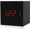 Jenifer 744-VST-869 Budík drevená kocka s reakciou na tlesknutie, čierny