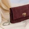 Ammyla Kožená kabelka Daria (velur burgundy) Crossbody popruh: kovová retiazka