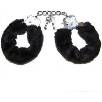 Toyjoy Furry Fun Cuffs - Plyšové kovové putá - Čierne 1ks