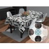 Biante Dekoračný obdĺžnikový obrus Leona LN-060 Tyrkysové a čierne guličky na bielom 130x220 cm