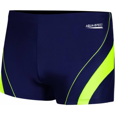 Aqua Speed Man's Swimming Shorts Dennis Navy Blue/Green Pattern