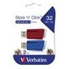 Verbatim USB flash disk, USB 3.0, 32GB, Store N Click, mix farieb, 49308, USB A, s výsuvným konektorom, 2ks