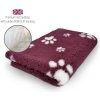 DRYBED Premium Vet Bed bordový s bielymi labkami 100 x 75 cm