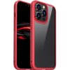 AppleKing nárazuvzdorný transparentný kryt s karbónovou textúrou pre iPhone 13 Pro - červený - možnosť vrátiť tovar ZADARMO do 30tich dní