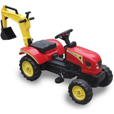 LEAN TOYS Veľký traktor Herman s prívesom a pedálmi 165 cm červený