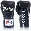 Boxerské rukavice Fairtex Pro Competition Locked Thumb Leather blue
