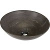 SAPHO - BLOK 1 kamenné umývadlo priemer 40cm, matný tmavý kameň 2401-02