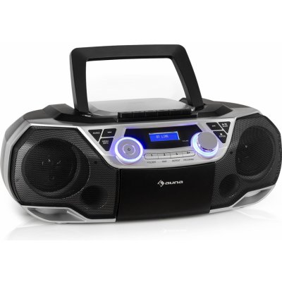 Auna Roadie 2K, boombox, CD prehrávač, kazetové rádio, DAB/DAB+, UKW, bluetooth, strieborný (MG3-Roadie 2K SI)
