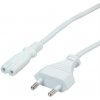 Kábel sieťový 230V, 2pin vidlica (CEE7/16) priama - C7 (2pin), 3m, 0.75mm², 2.5A, biely