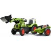 FALK Pedálový traktor s lyžicou a prívesom Zelený CLAAS od 3 rokov