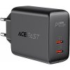 Acefast A9 40W, typ C, 2x USB-C bez kábla USB 3.0 čierne (Sieťová nabíjačka 2x USB-C 40W, PPS, PD, QC 3.0, AFC, FCP, čierny)
