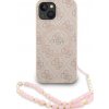 Guess PU kožené MagSafe púzdro s farebným krúžkom a remienkom pre iPhone 13 ružové GUHMP13MP4GREGSP