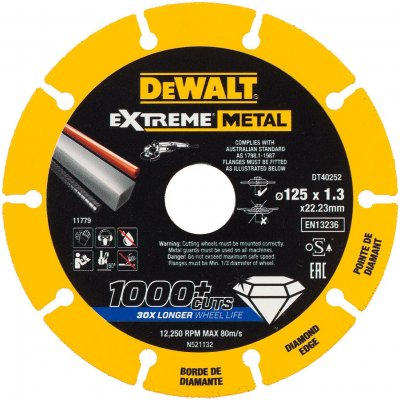 DeWALT DT40252 - Diamantový kotúč Extreme® na rezanie kovov - 125×1,3×22,23mm