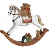 Húpací kôň s vianočným stromčekom a darčekmi 21x4x17 cm - biely
