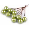 Guličky / bobule na drôtiku na tvorenie Ø1,5 cm - zelená sv. (10 ks)
