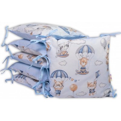 Baby Nellys Bavlnený vankúšikový mantinel Lietajúce zvieratká modrý