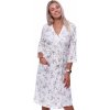 Bílý hnědý i béžový květovaný lehký dámský župan 1G0565 bílá L + První výměna zboží zdarma.