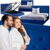 Čalúnená manželská posteľ MEBEL ELITE Cros 160x200, odtiene modrej