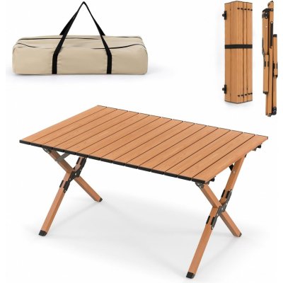 KOMFOTTEU Skladací hliníkový stôl, prenosný stôl s nosnosťou 50 kg, viacúčelový stôl s prenosnou taškou, 89 x 59 x 45 cm, na piknik, kempovanie, do prírody