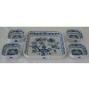 Cibuľová súprava piatich štvorcových misiek, 9,5 cm, pôvodný porcelán Dubí, cibuľový vzor,