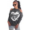 Yakuza mikina dámska SKULLGRAM OFF SHOULDER Sweater GPB 21115 black melange Farba: šedá, Veľkosti dámske: M
