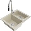Mexen Carlos granitový drez 1,5-komorový s kuchynskou batériou Savita, béžový - 6518-69-672601-00