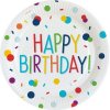 EKO Papierové taniere Rainbow Confetti - Happy Birthday 23 cm - 8 ks